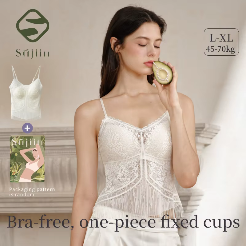 SUJIIN Sexy dentelle Camisole débardeurs femmes 2025 été sans manches beau dos haut dame Simple t-sh