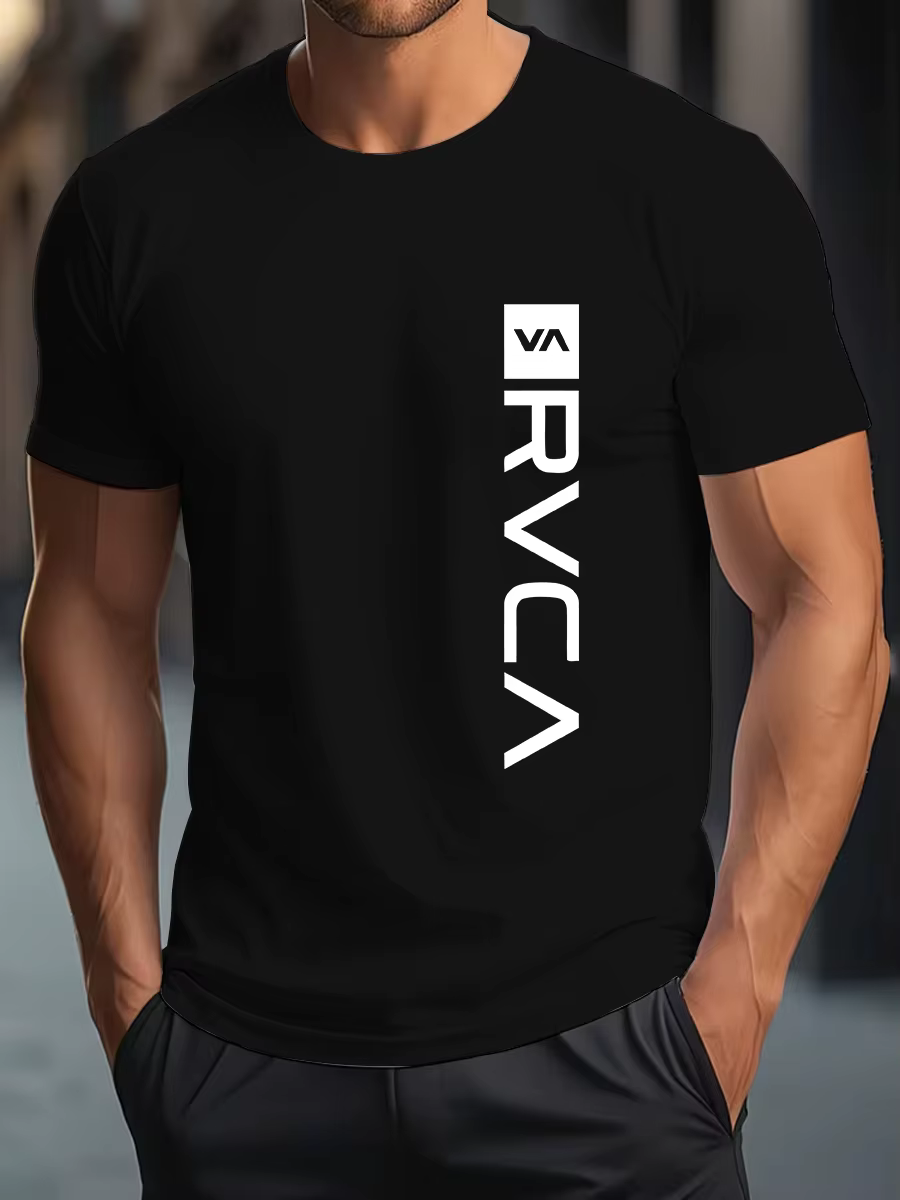 T-shirt cool pour hommes, décontracté, avec impression RVCA, graphique, manches courtes, 100% coton,