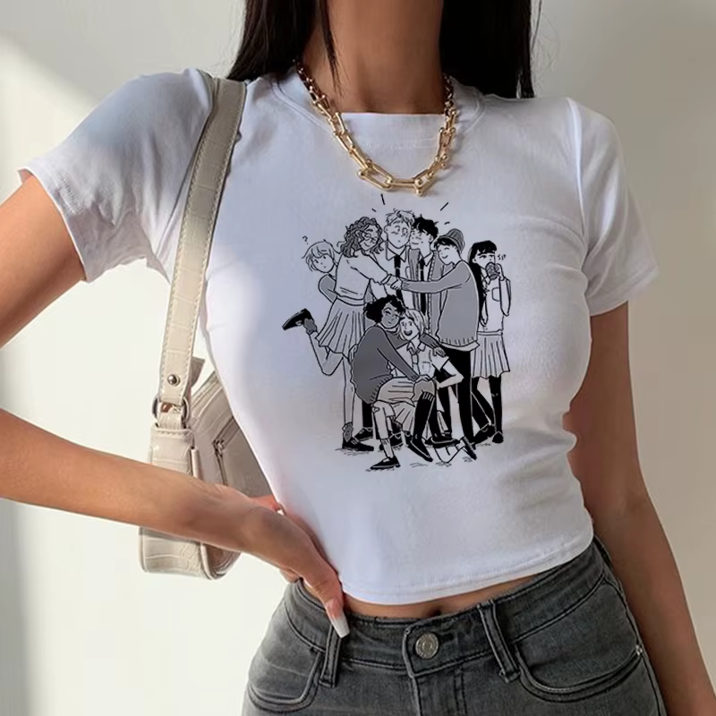 Heartstopper-T-shirt à Manches Courtes et Col Rond pour Femme, Vêtement Sexy, Slim, Vintage, Gothiqu