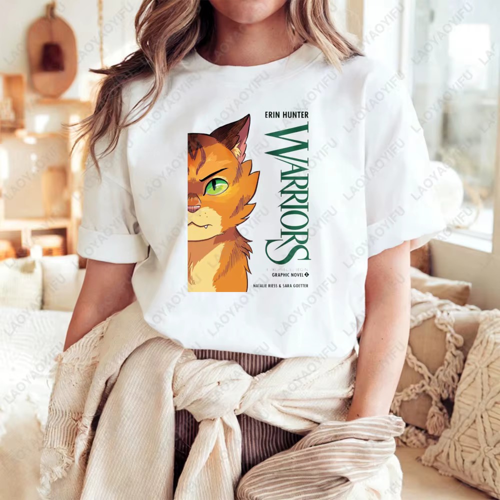T-shirt unisexe en coton avec impression artistique Warrior Cats, haut d'été décontracté à la mode p