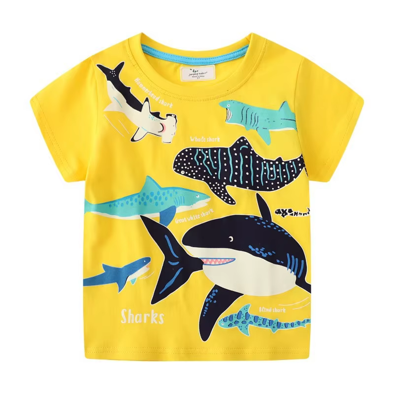 Jumping Meters-T-shirt en coton imprimé Spaceman pour garçons, vêtements pour tout-petits, animaux, 
