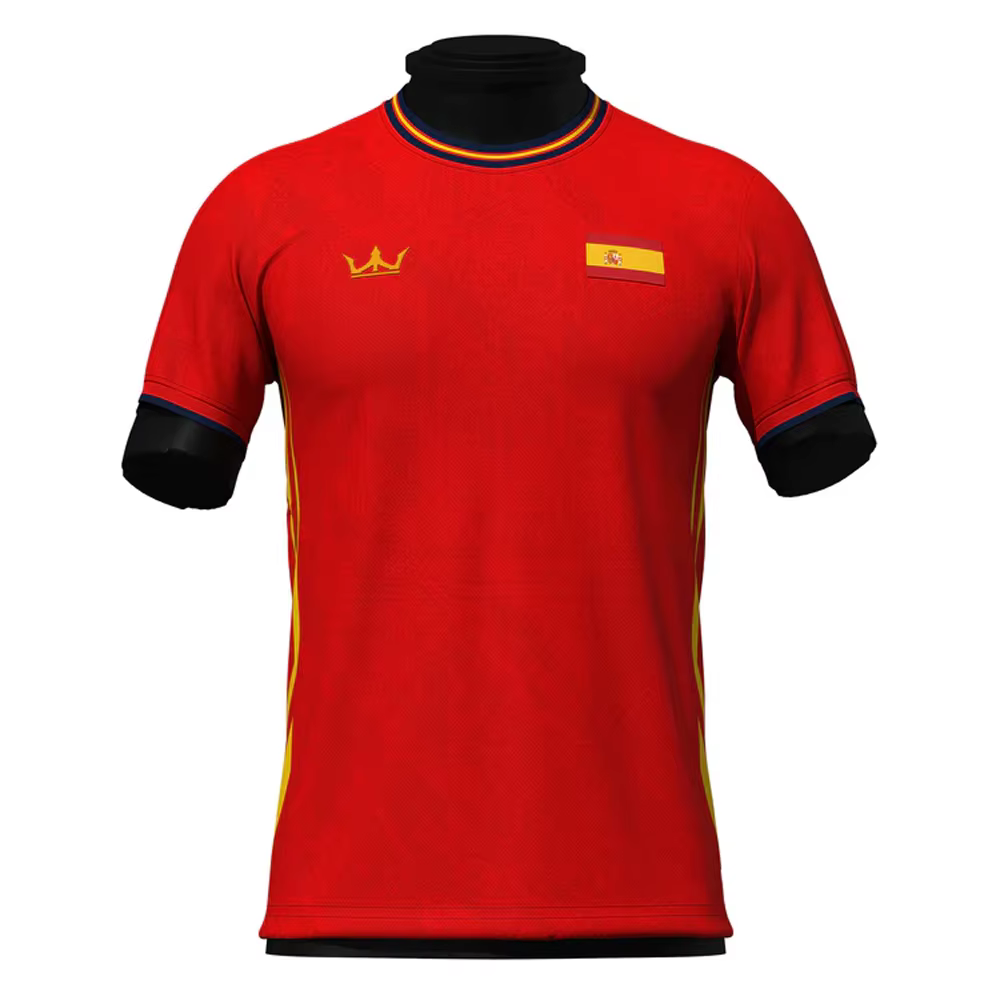 Maillot de football Espagne Homme Rouge Équipe Nationale Espagnole Motif Drapeau Espagnol Couronne R