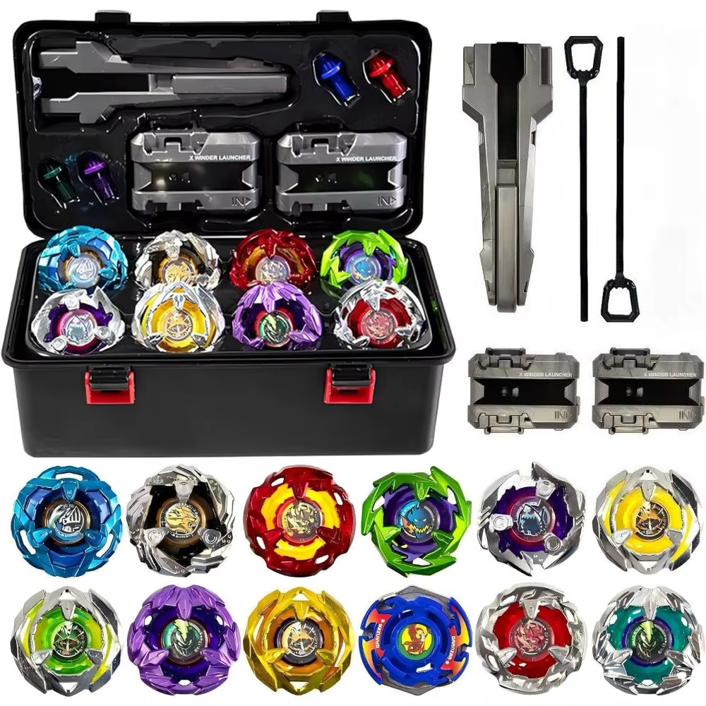 Ensemble de toupies de combat avec 12 toupies colorées, lanceurs et accessoires, collection de jeux 