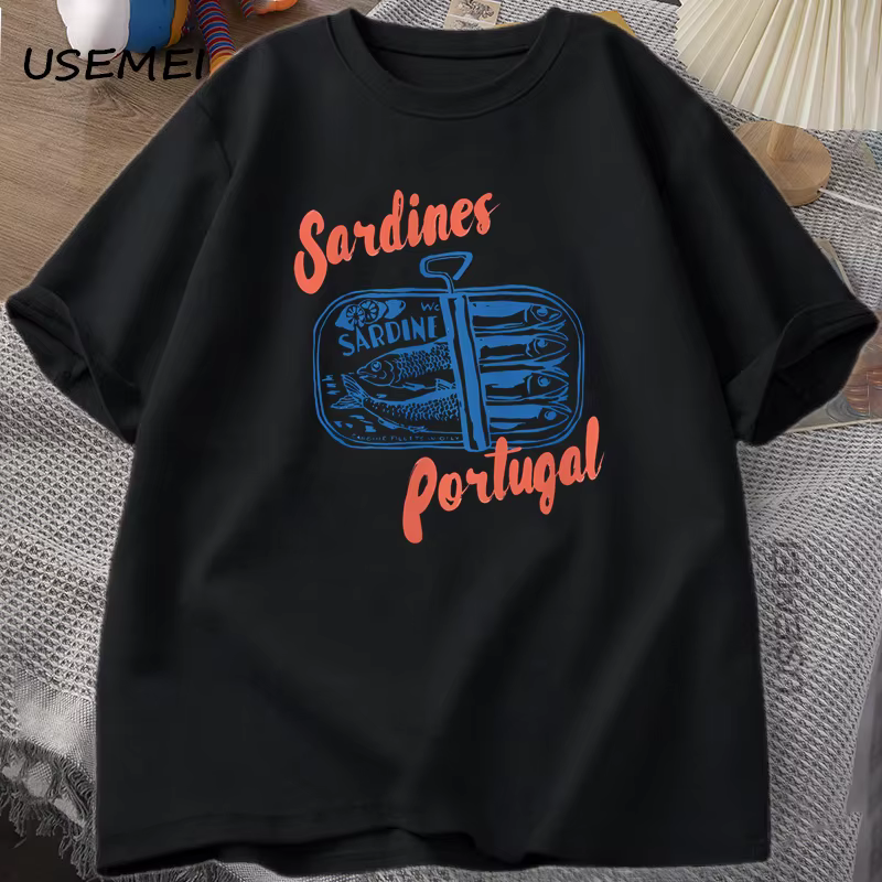 Sardines poisson étamé T-Shirt Portugal T-Shirt Vintage voyage poisson T-Shirt graphique Style europ