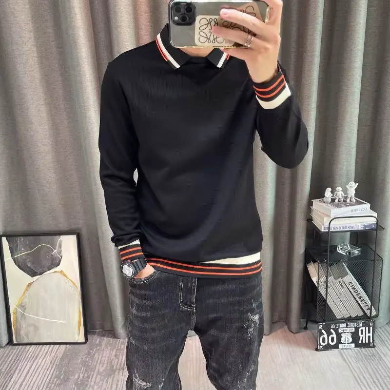 Polo moulant avec col pour homme, sweat-shirt Slim Fit, pull de haute qualité, citations, hauts tend