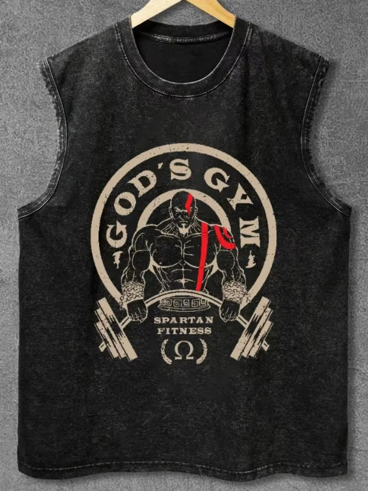 Débardeurs Homme Tendance Été Sans Manches Style Rétro Unisexe Oversize GOD'S GYM WASHED Harajuku Sp