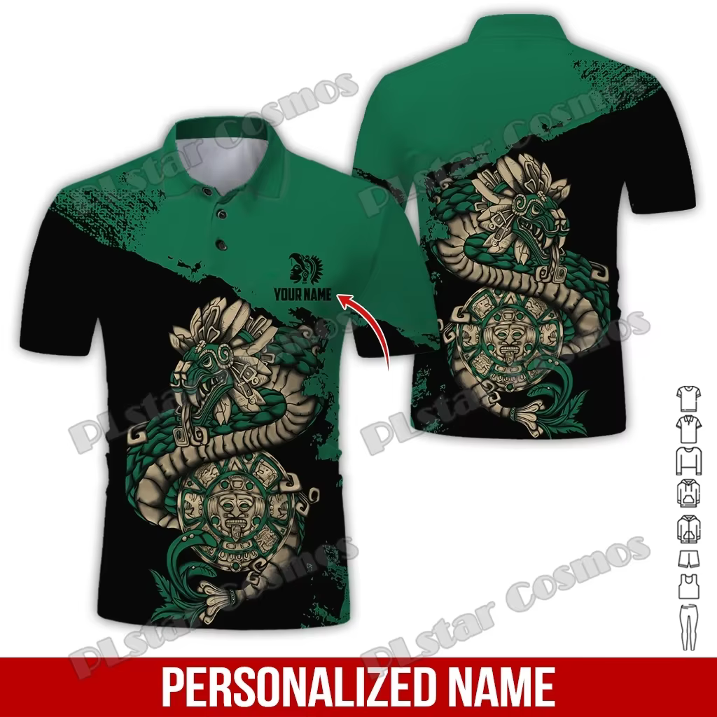 Nom personnalisé mexique blason 3D partout imprimé mode hommes Polo été décontracté unisexe à manche