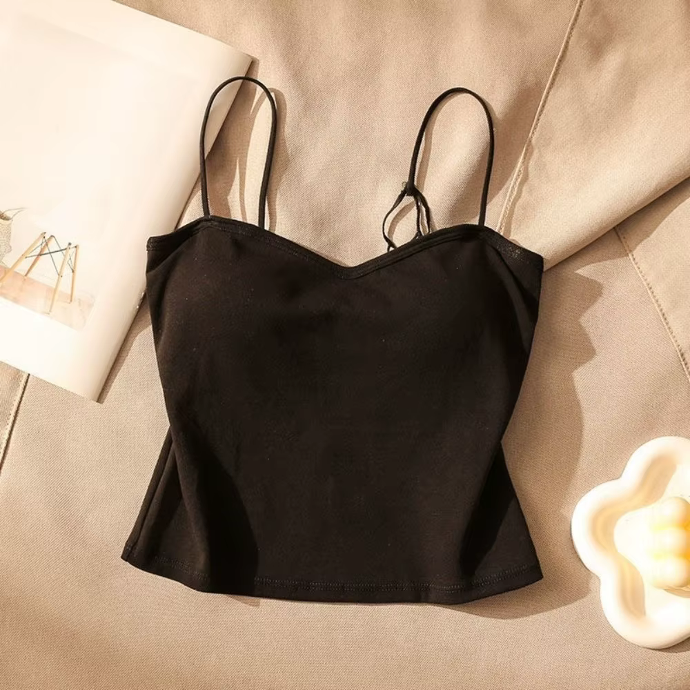 Crop top en coton doux motif toile d'araignée avec coussinets de soutien-gorge, coupe ajustée, style
