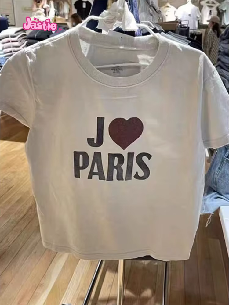 T-shirt Manches Courtes Col Rond en Coton Doux pour Femme, Streetwear Décontracté Vintage Y2k, Été 2