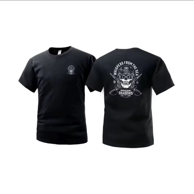 T-shirt tactique américain 2026 pour homme – Style robuste, coupe ample, rétro, 100 % coton, col ron