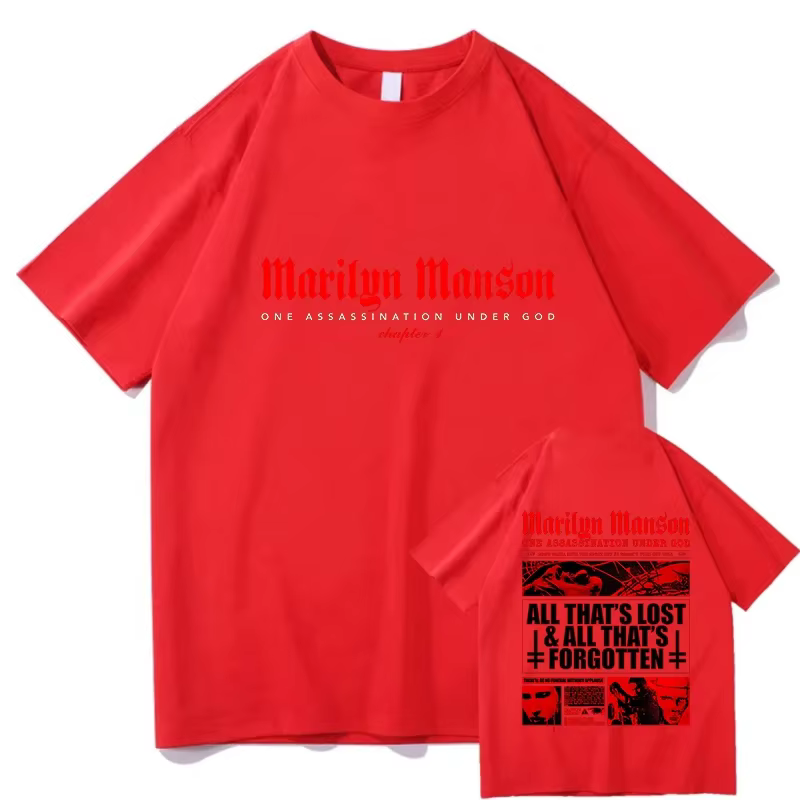 Marilyn Manson T-shirt homme femmes Harajuku col rond été décontracté pur coton mode esthétique unis
