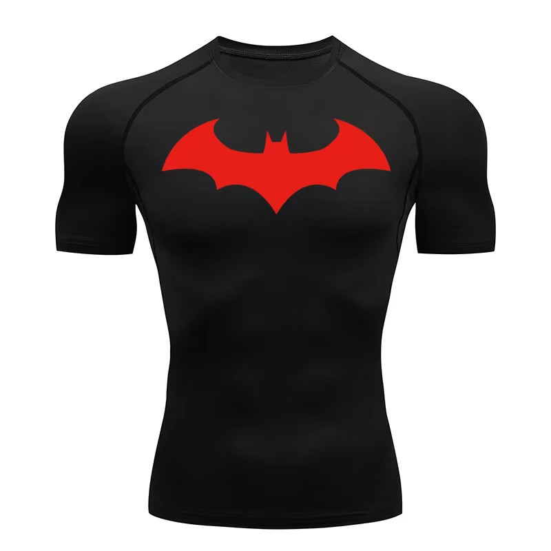 Chauve-souris graphique Compression t-shirts chemises hommes à manches courtes anti-éruption gymnast