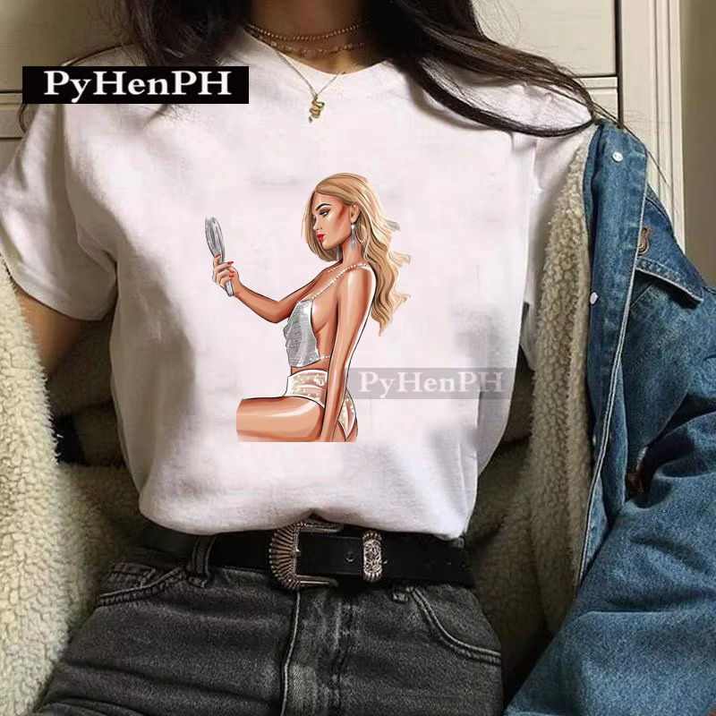 T-shirt à la mode pour filles, un T-shirt imprimé élégant de Style européen et américain, est une gr