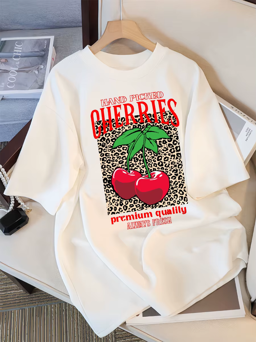 T-Shirt manches courtes col ras du cou pour femme, vêtement ample, multicolore, avec impression de c