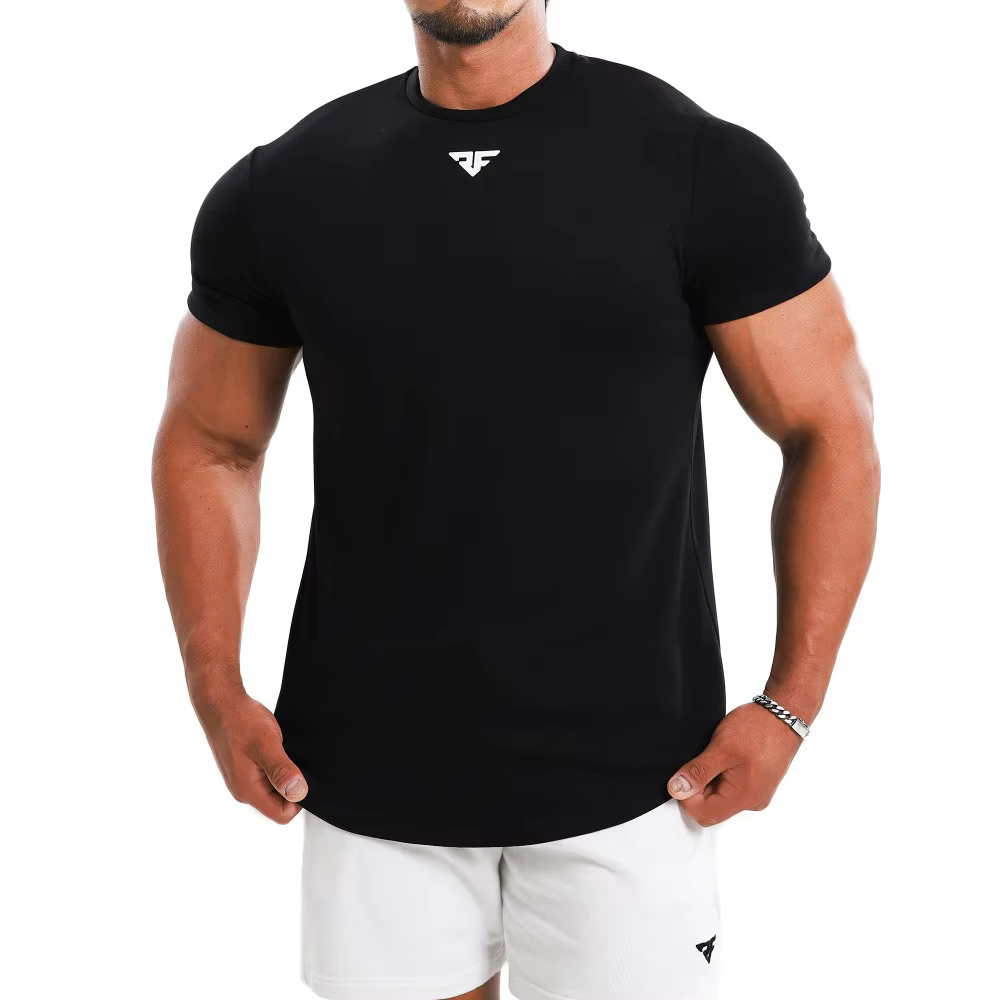 T-shirt de sport pour homme coupe ajustée – T-shirt d'entraînement athlétique extensible à manches c