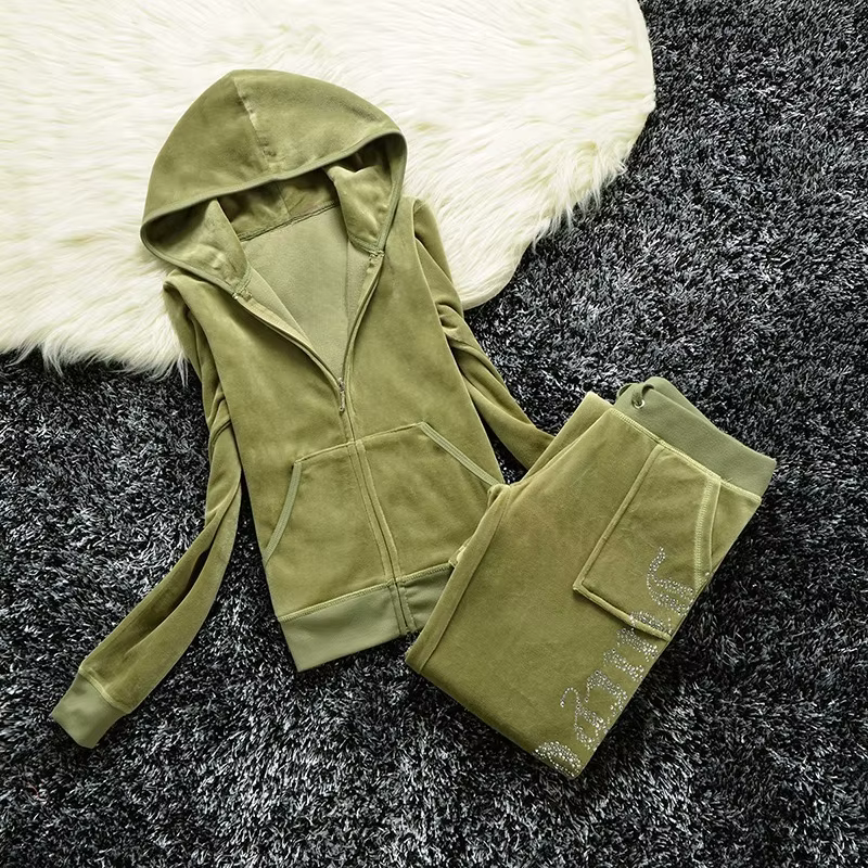 Ensemble de survêtement en velours uni pour femmes, automne-hiver 2025, sweat-shirt et pantalon pour