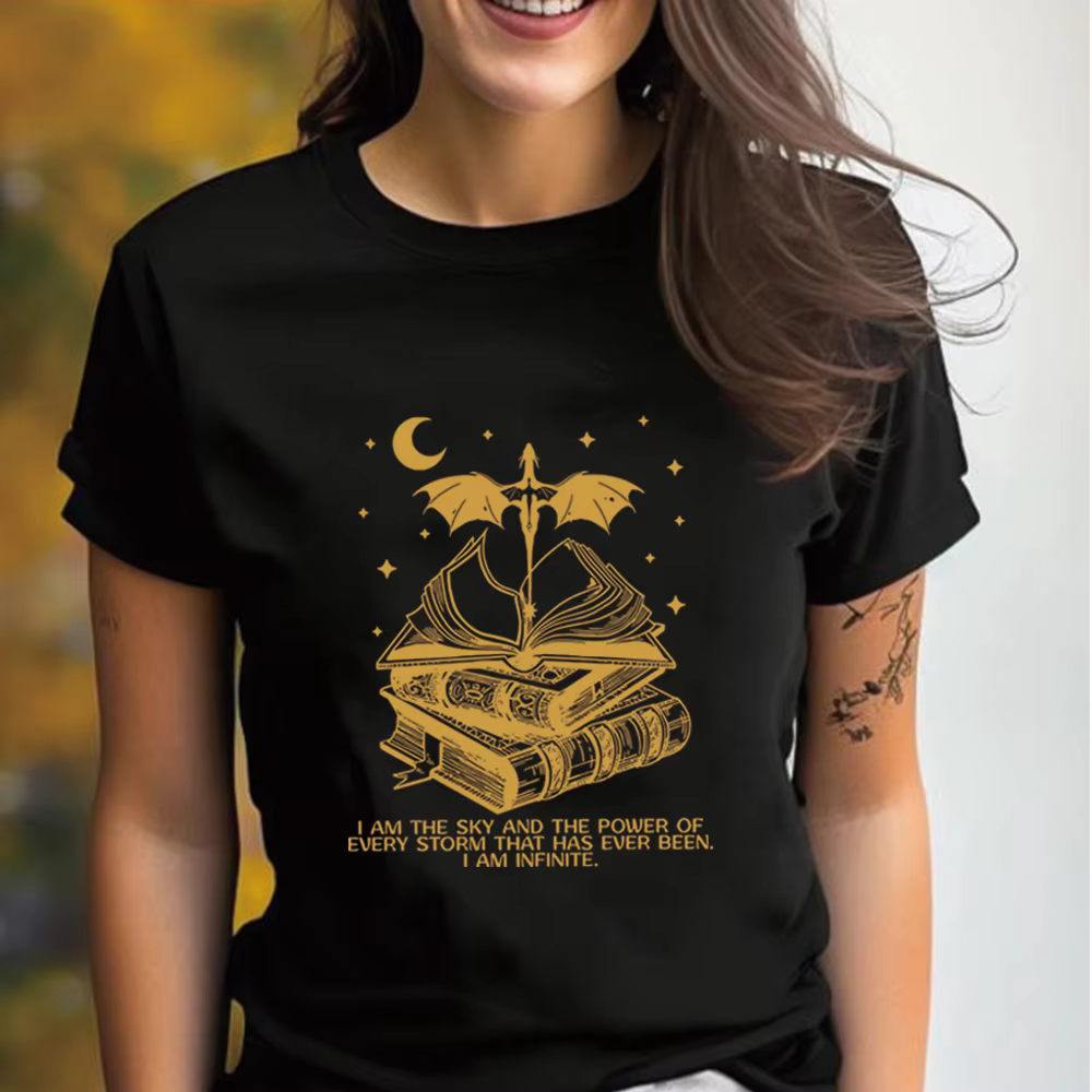 T-shirt Vintage Basgiath War imprimés, I Am The Sky, Fourth Wing Tee, Dragon Rider, Y Bookish, The U