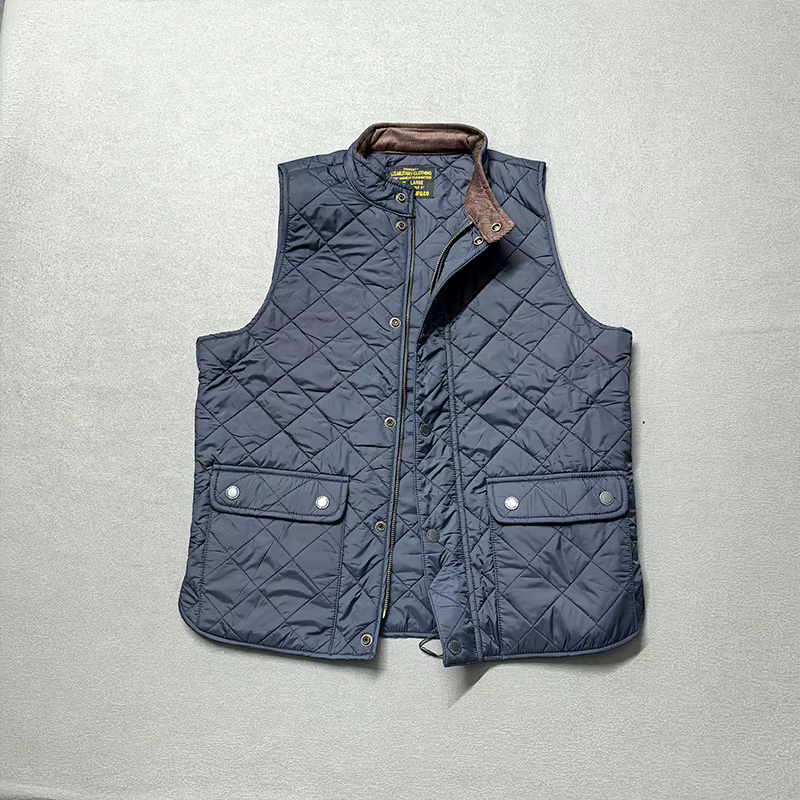 Automne et hiver nouveau américain rétro à manches longues Dom matelassé gilet hommes Style Polo 100