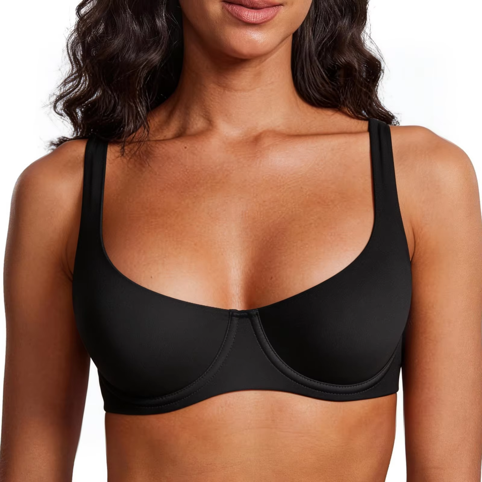 Soutien-gorge T-shirt pour femme, à armatures, sans rembourrage, invisible, en mélange de nylon, ave