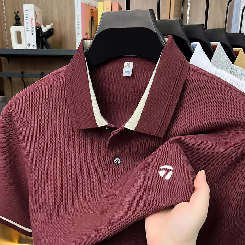 Polo de marque Golf 100% coton, design imprimé, manches courtes, haut confortable et respirant pour