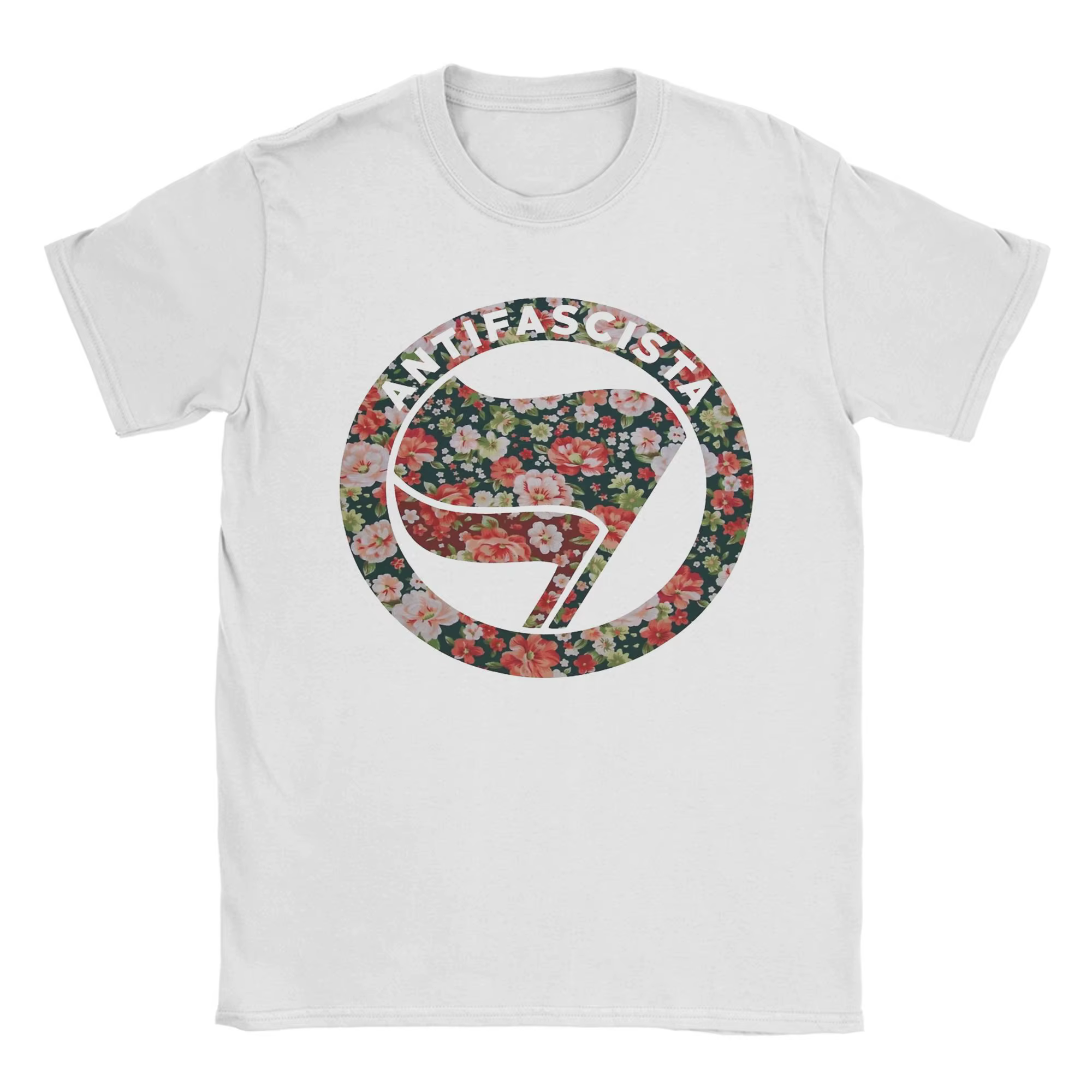 Loisirs Anti fasciste Antifa Floral t-shirt pour hommes femmes 100% coton à manches courtes col rond