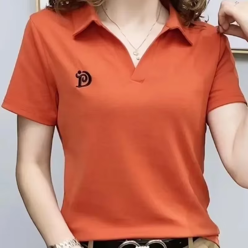 T-shirts graphique broderie femmes Polo plaine mince pulls en tendance 2025 jeune femme t-shirt vête