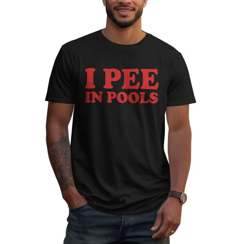 Je fais pipi dans les piscines T-shirts imprimés graphiques hommes drôles coton surdimensionné T-shi
