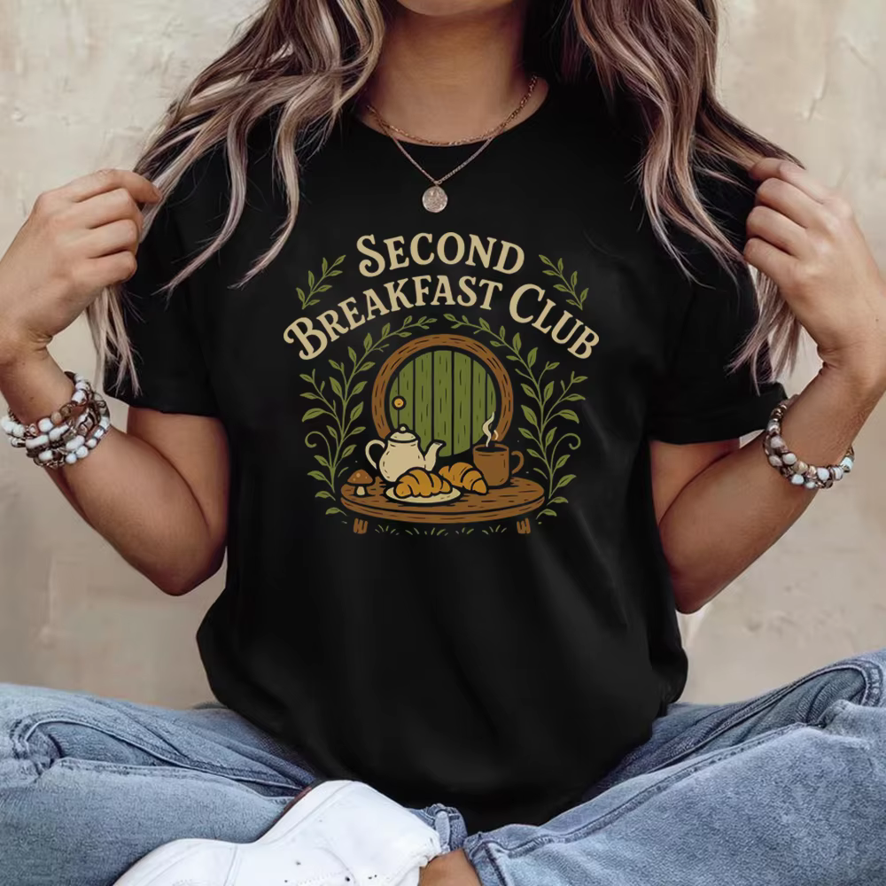 T-shirt Second Breakfast Club, chemises fantaisie sur le thème des livres, vêtements inspirés de la 