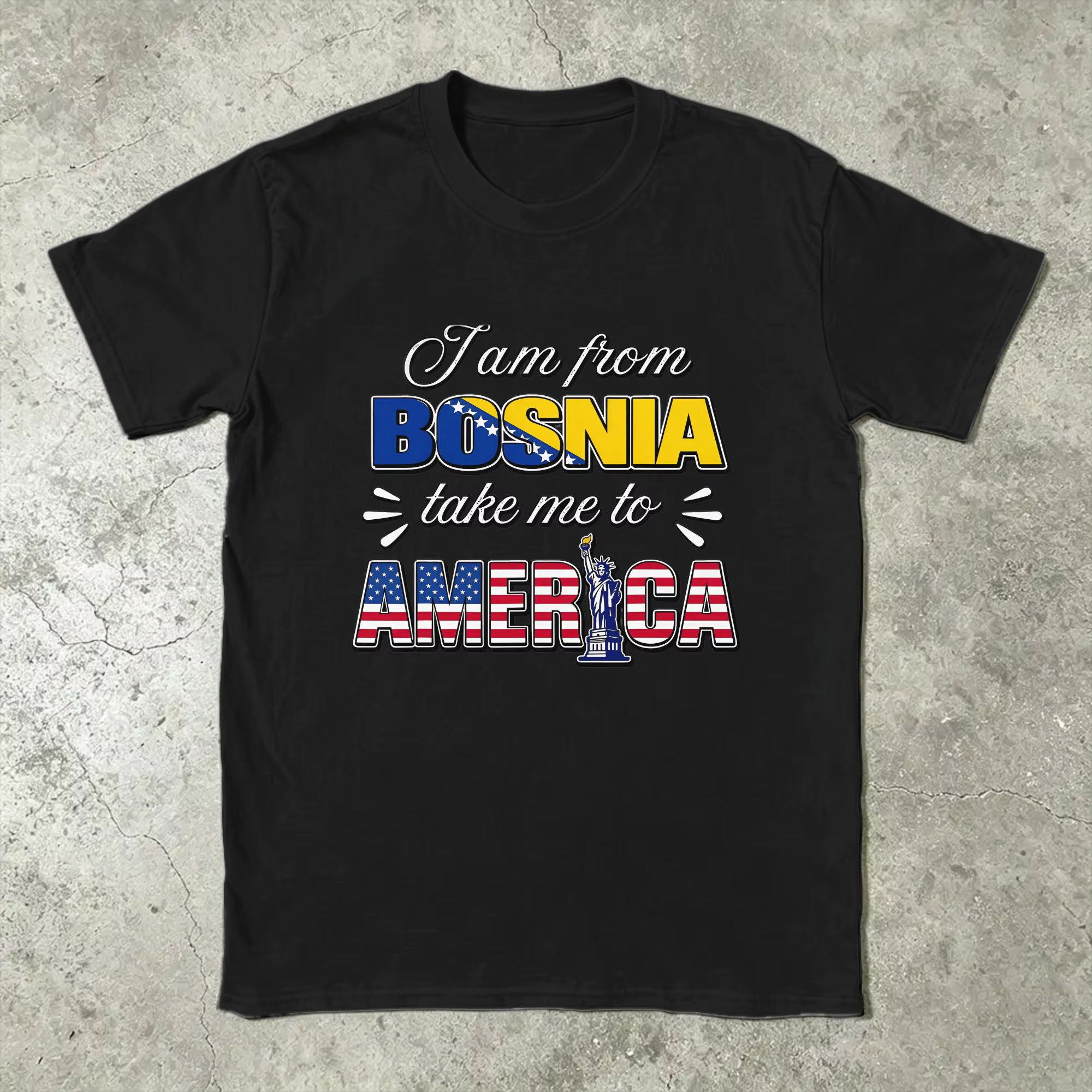 T-shirt vintage d'été « I Am From Bosnia Please Take Me To America », T-shirts Hip Hop en pur coton