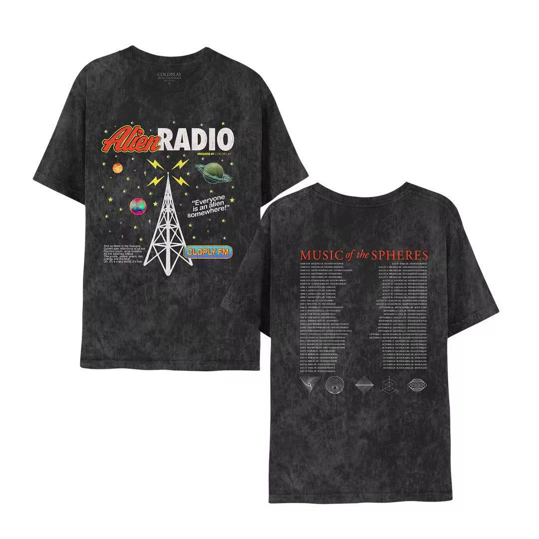 COLDPLAY Alien Radio Music Of TheSpheres World Tour Tee T-shirt en pur coton pour hommes et femmes,