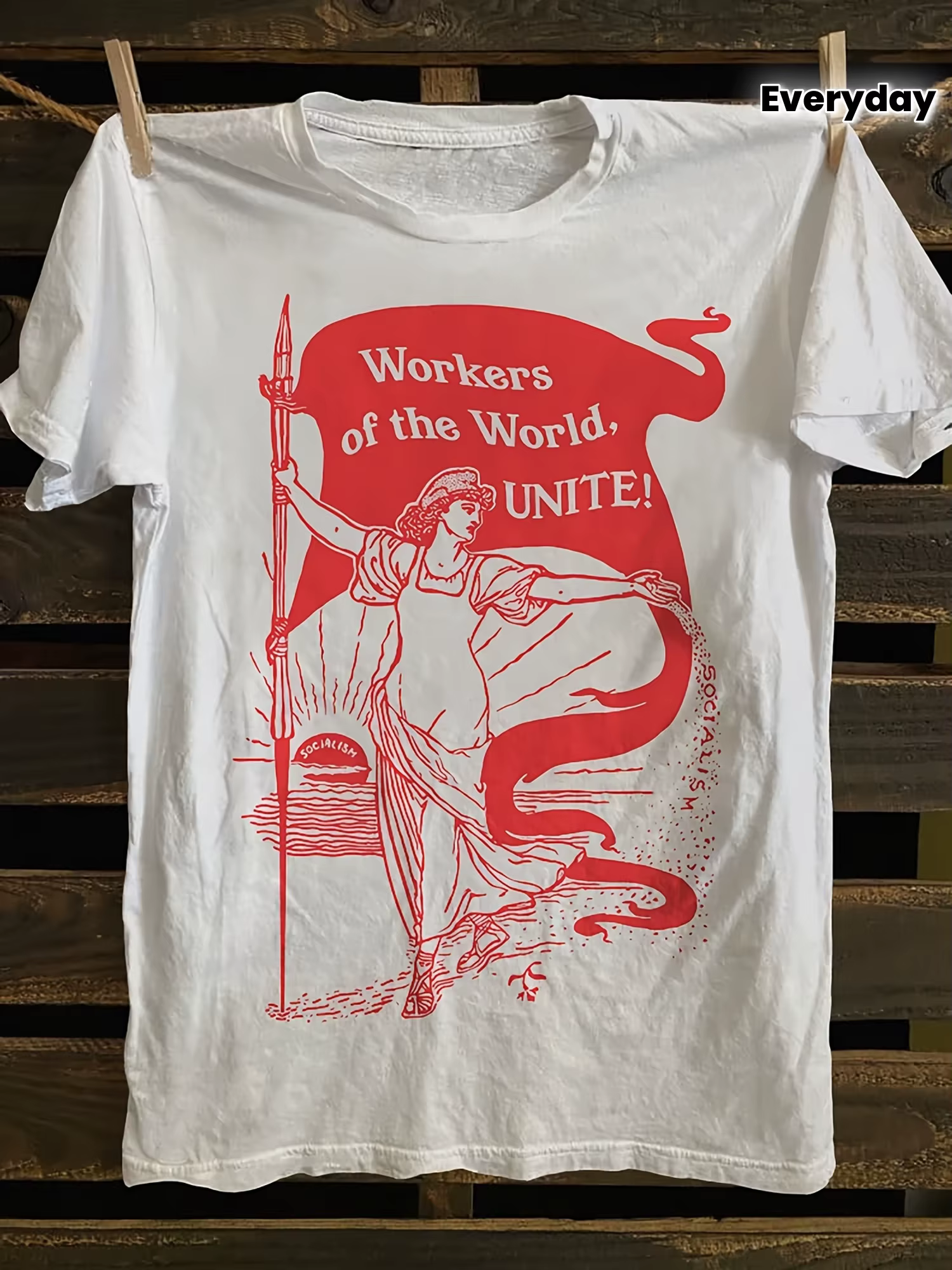 T-shirt rétro à motif marxiste pour hommes et femmes « Ouvriers du monde, unissez-vous ! » T-shirt d