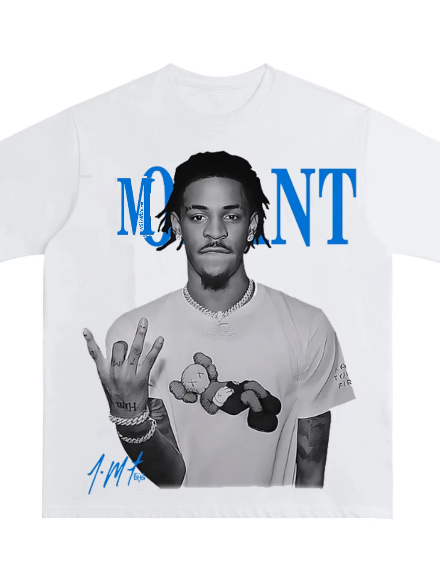 T-shirt en coton pur à col rond et manches courtes, style streetwear, imprimé rétro américain Morant