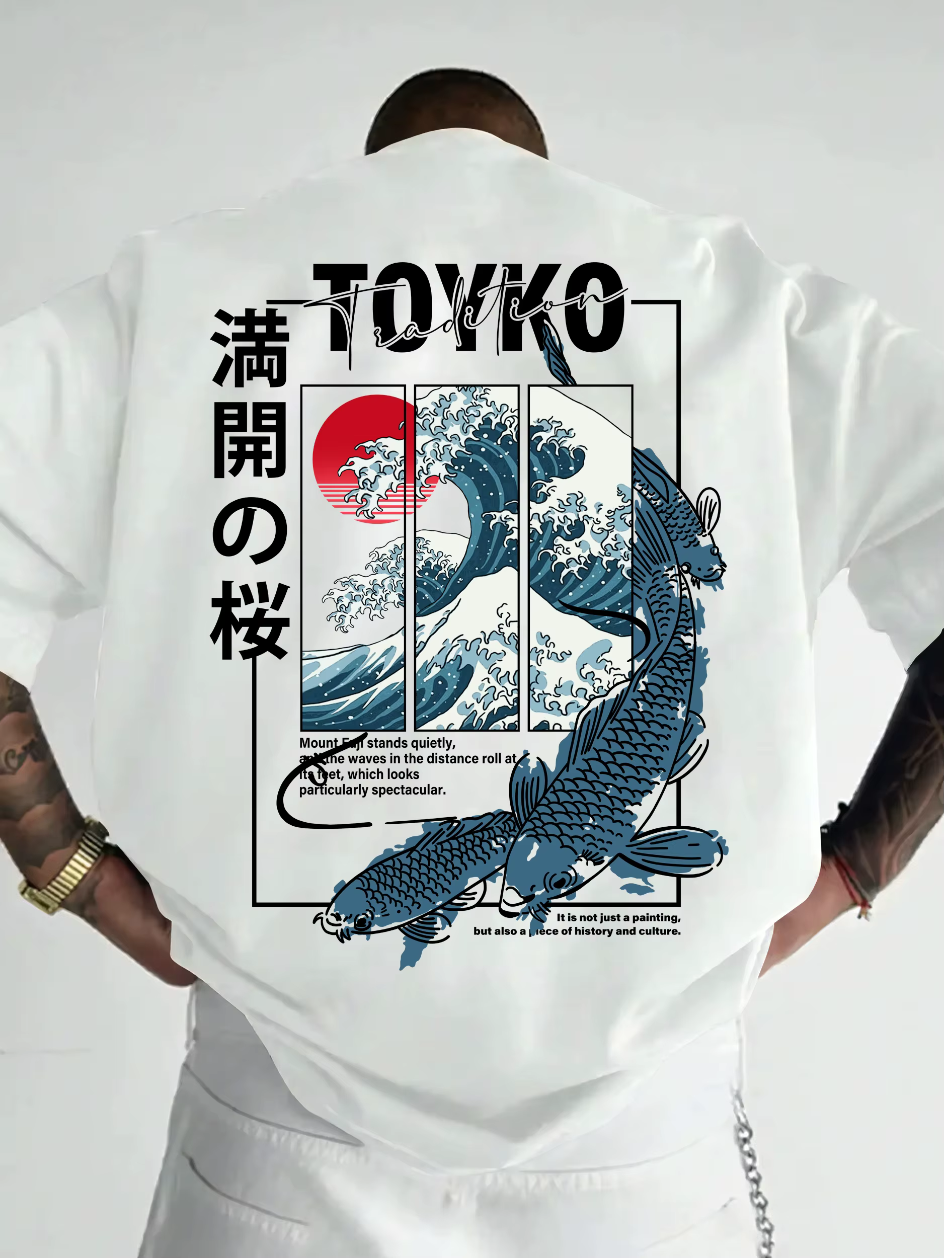 T-shirt pour homme, style japonais, motif tendance, ample, été, nouveau, 100% coton pur, matière dou