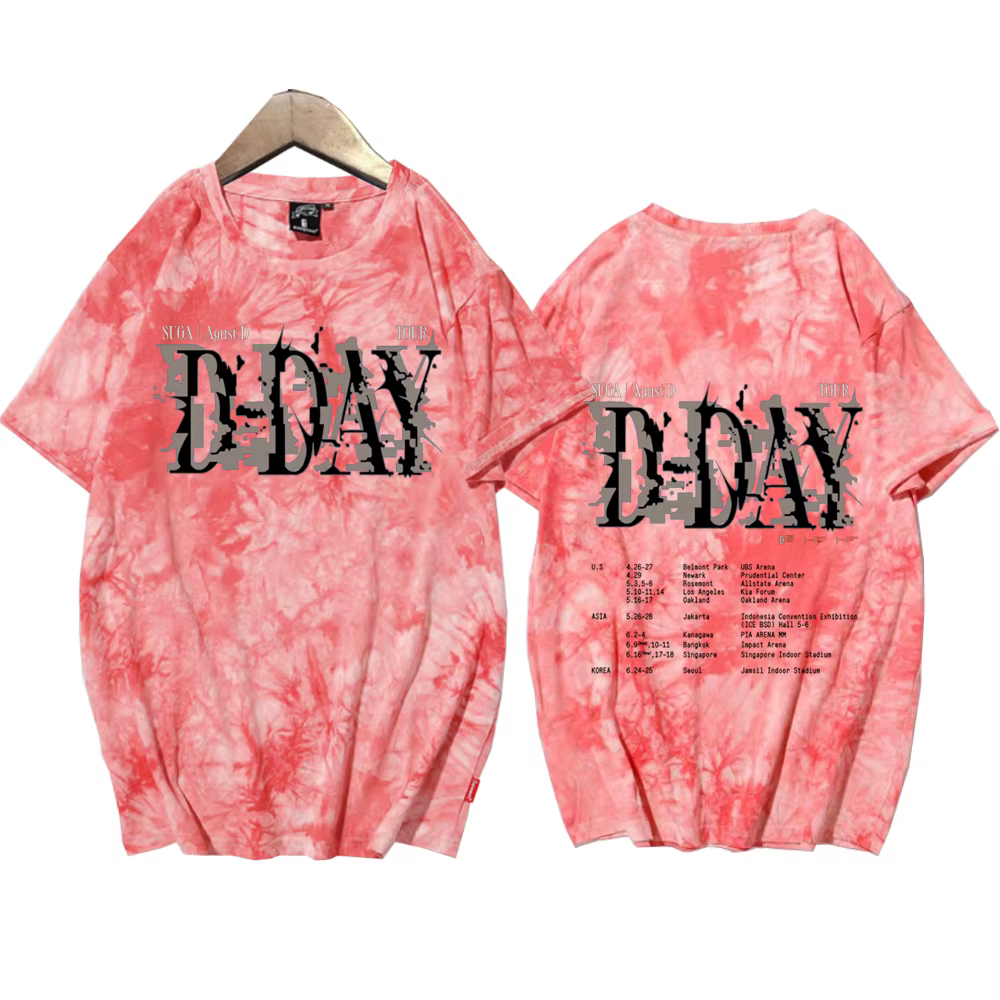 Suga Agust D Tour Tie Dye chemises unisexe col rond manches courtes musique populaire T-Shirt Fans c