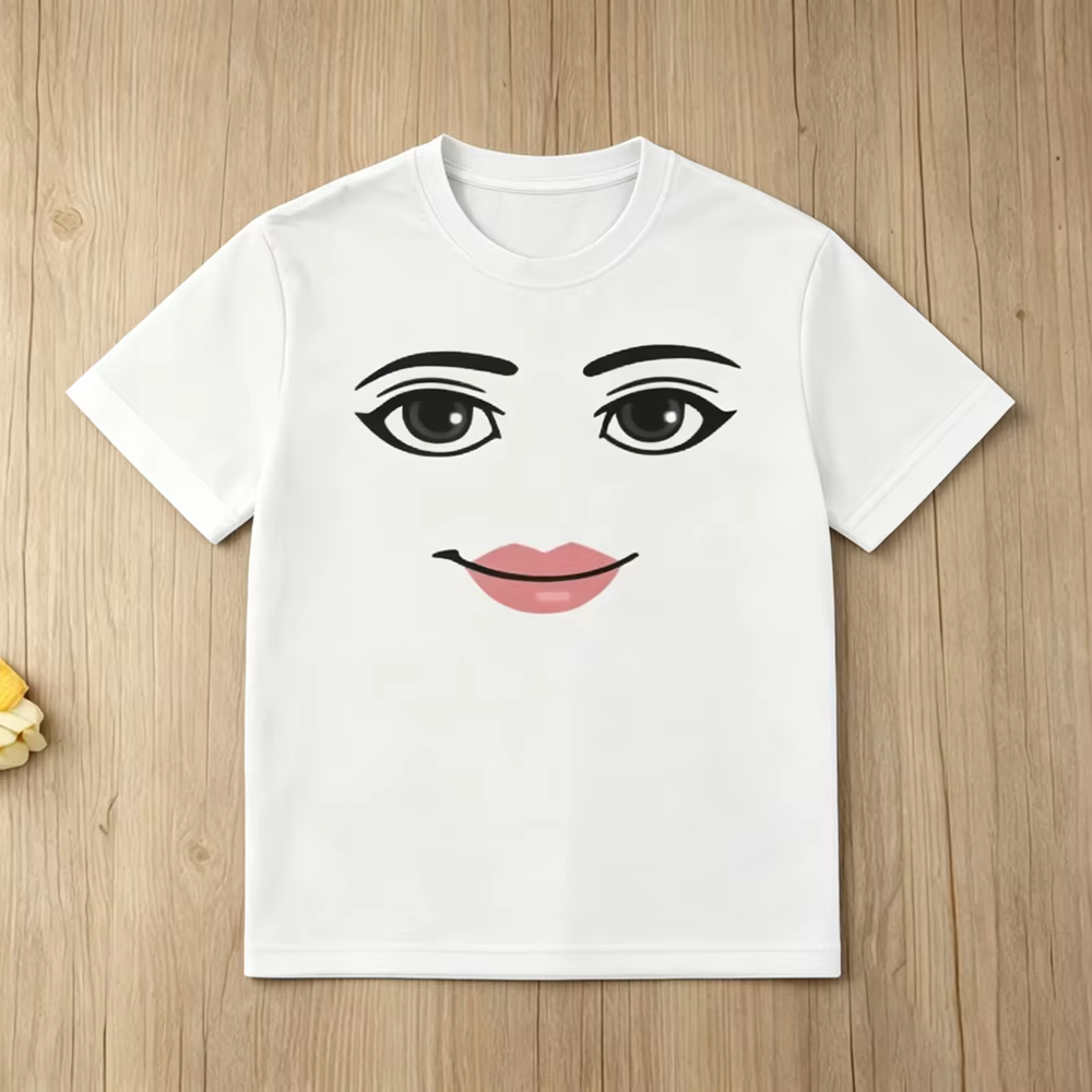 T-shirts graphiques fantaisie Roblox Face Game Meme, mode estivale, haut imprimé dessin animé Roblox
