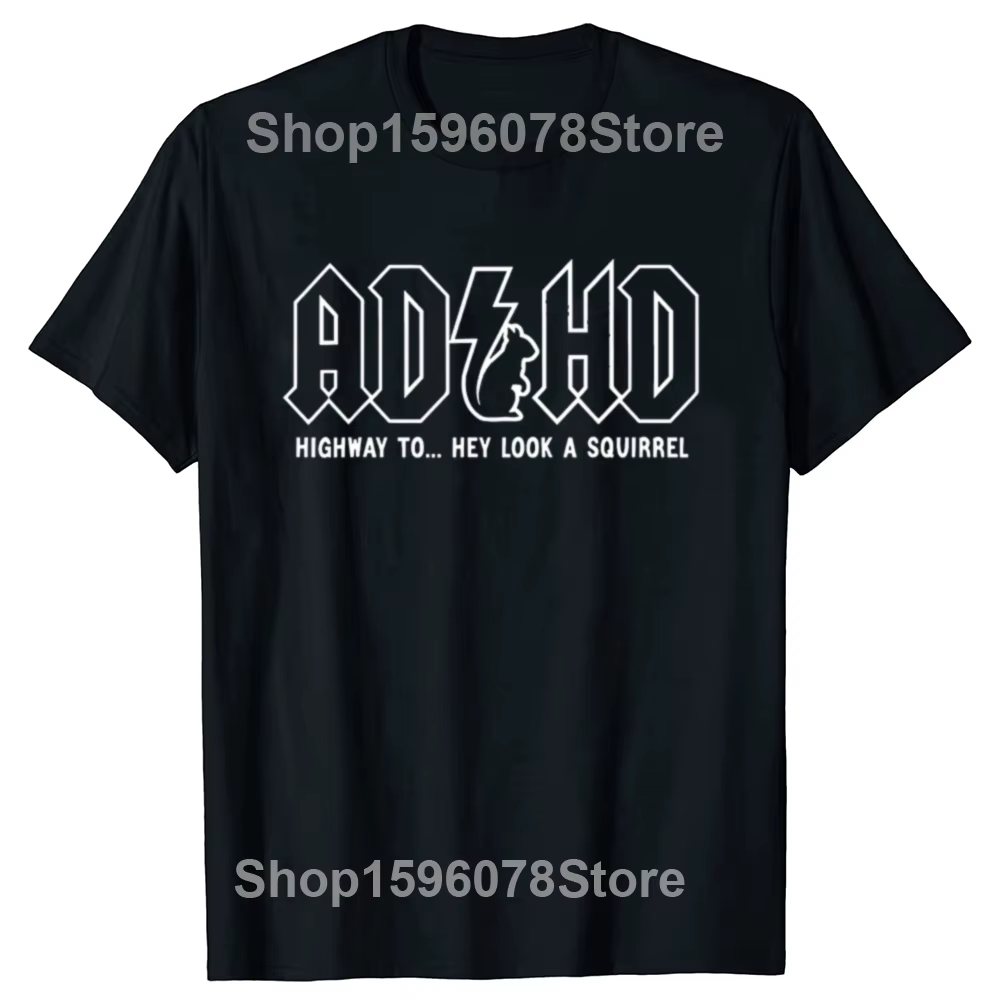 Nouveauté 2026 T-shirt Homme Amusant pour l'ADHD, motif 'Hey Look A Squirrel' sur autoroute, en Coto