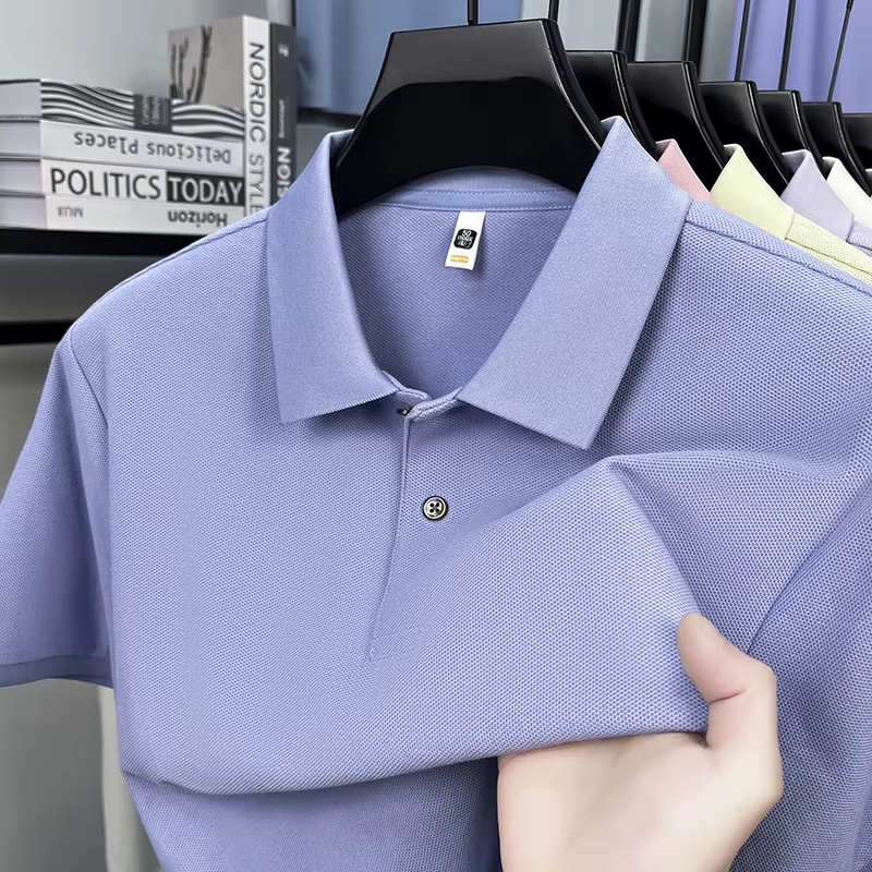 Polo Classique Homme Manches Courtes 100% Coton Mercerisé Respirant Été Casual Affaires Golf Hauts D