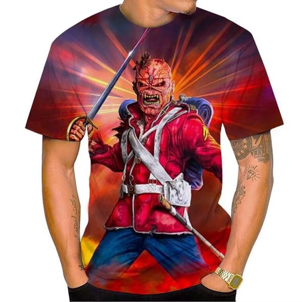 Mode d'été nostalgique 3D imprimé Heavy Metal musique diable Cool mode T-shirt personnalisé
