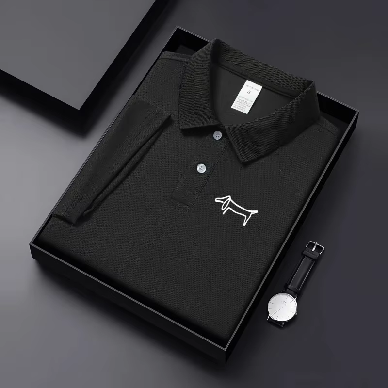 Nouveau T-shirt décontracté à col pour homme en tissu respirant de couleur unie, idéal pour le golf,