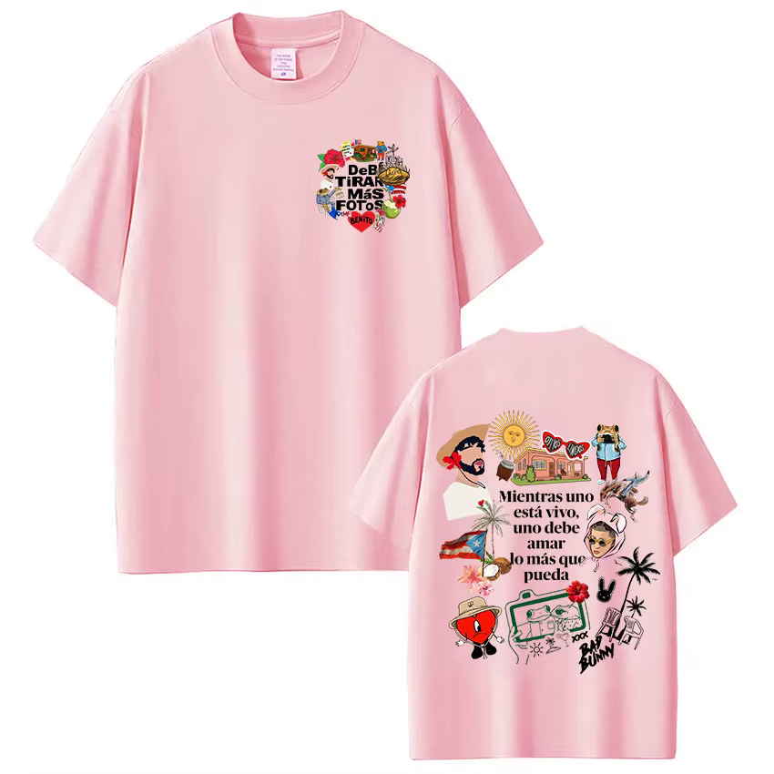 T-shirt Rapper Bad Bunny Debi Tirar Mas Fotos DTMF, vêtements pour hommes et femmes, mode Hip Hop, T