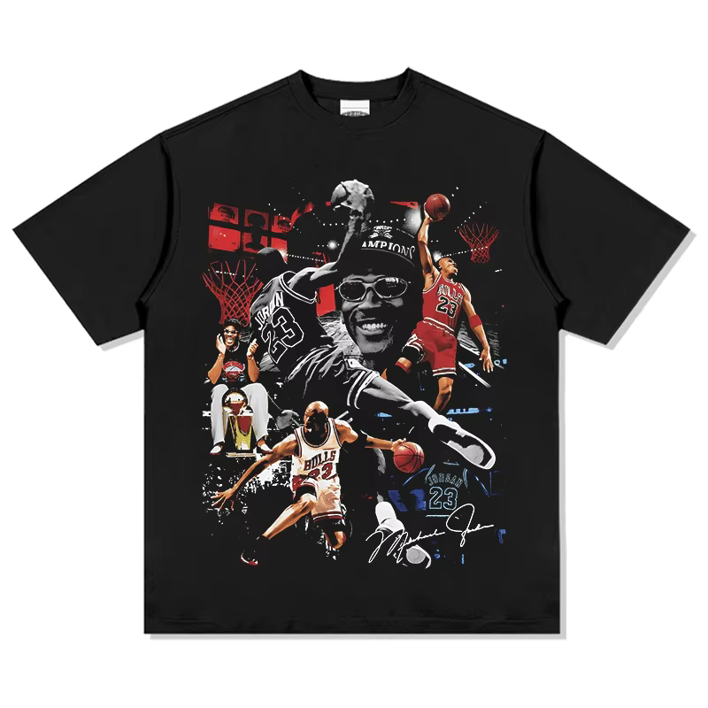 T-shirt de basket-ball Michael Jordan pour hommes et femmes, en pur coton, à manches courtes, style 