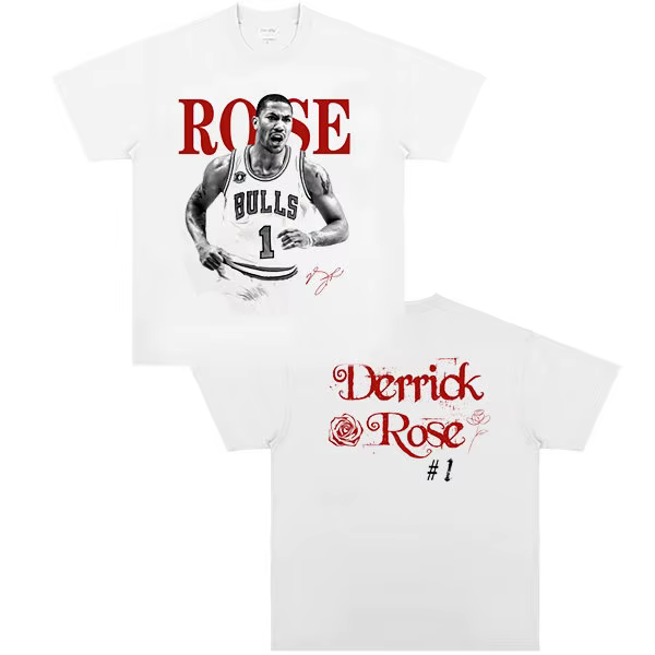 T-shirt à manches courtes Derrick Rose Wind City Rose Portrait American Star avec imprimé 2026
