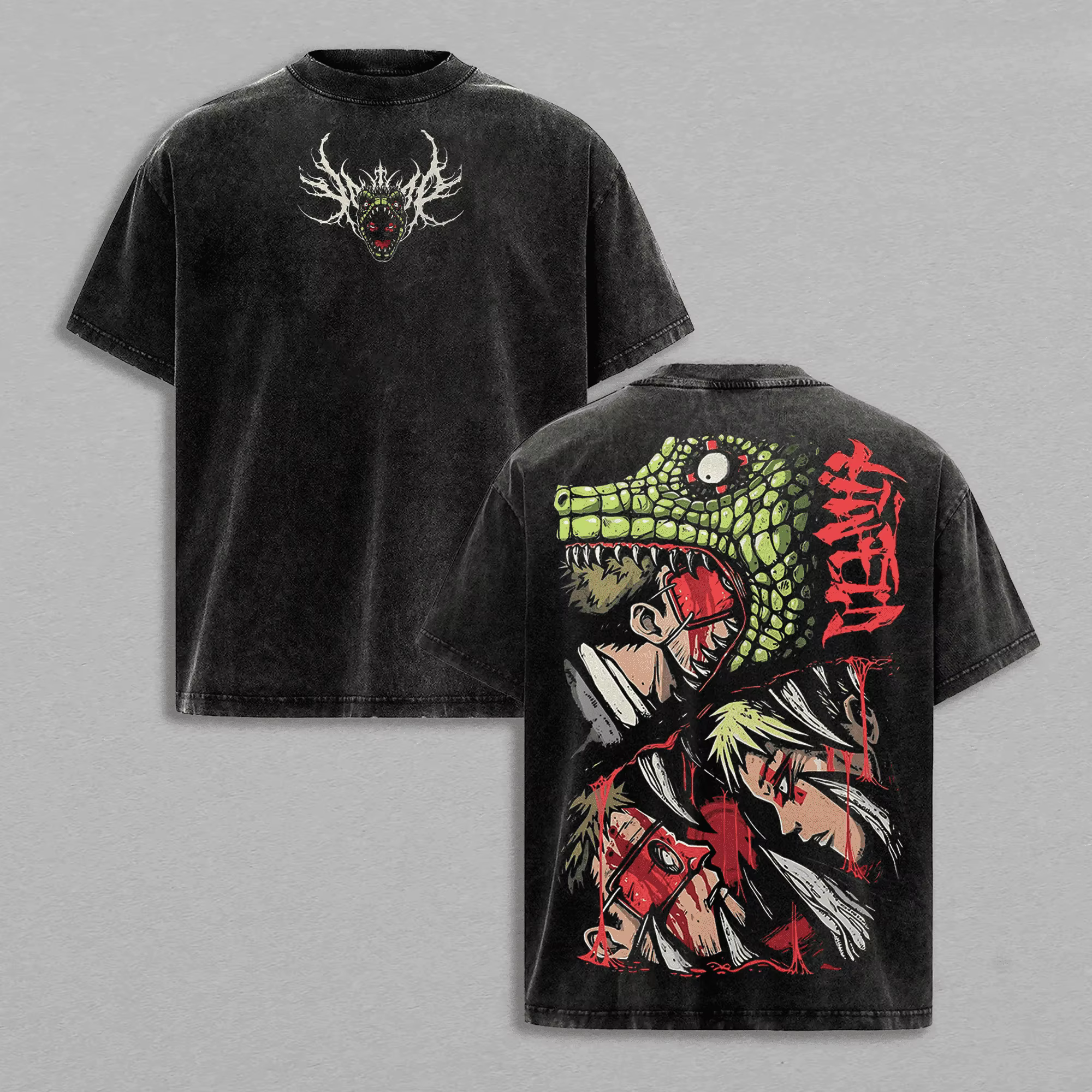 Dorohedoro Caiman T-shirt pour hommes, vêtements Vintage à la mode Y2k, T-shirt surdimensionné lavé,