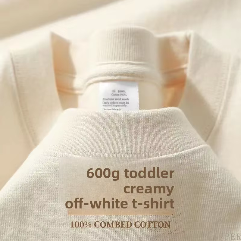 600G/ ㎡ T-shirt à manches longues pour hommes, chemise à bascule avec petit décolleté, ample, pur