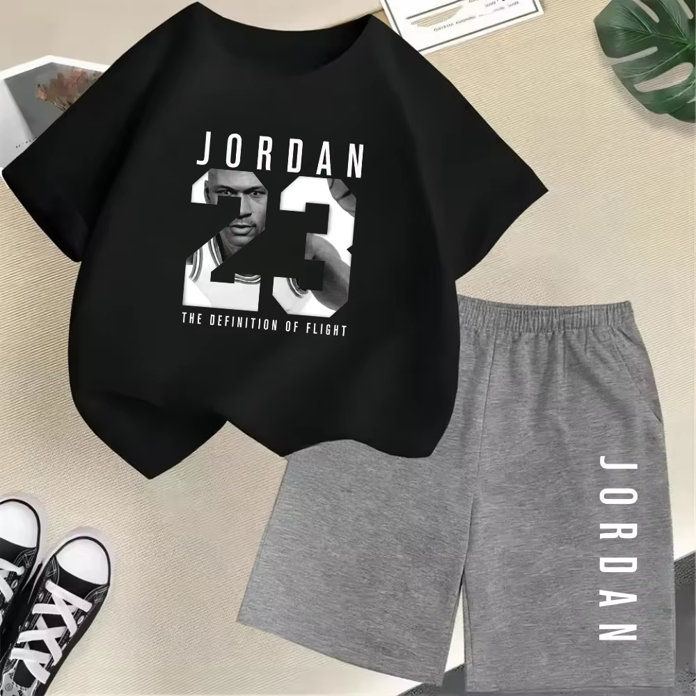 Ensemble T-shirt et short d'été à manches courtes pour enfants, mode sport, garçons et filles, 2 piè