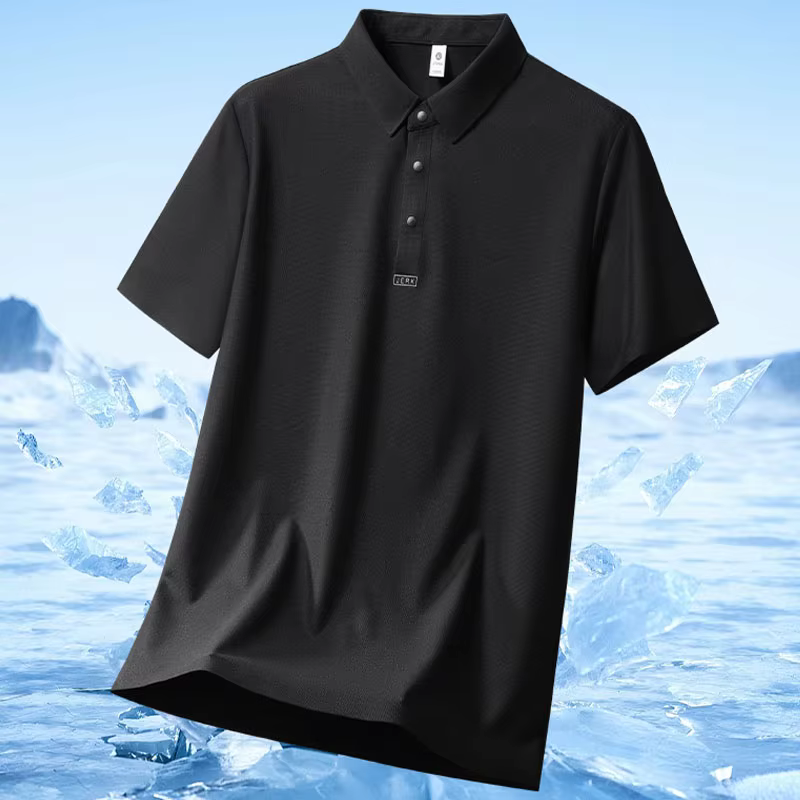 Polo homme taille M-5XL, nouveau polo d'été de haute qualité à manches courtes en soie glacée, polo 