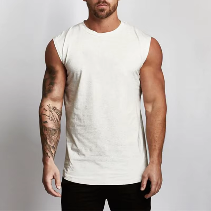 Vêtements de sport en coton pour hommes, chemise d'entraînement sans manches, débardeur de musculati