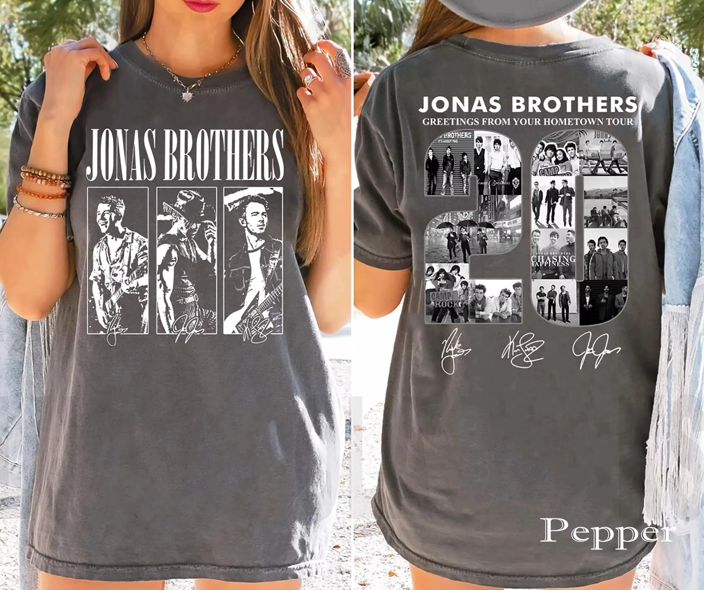 Vintage 20th anniversaire de Jonas Brothers chemise vivant le tournée de rêve 2025 chemise Fan march