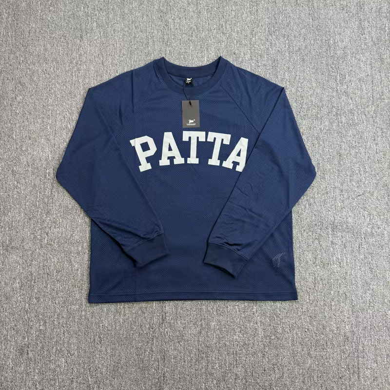 T-shirt à manches longues unisexe à col rond, motif tête de léopard brodé Patta, rayures noires et j