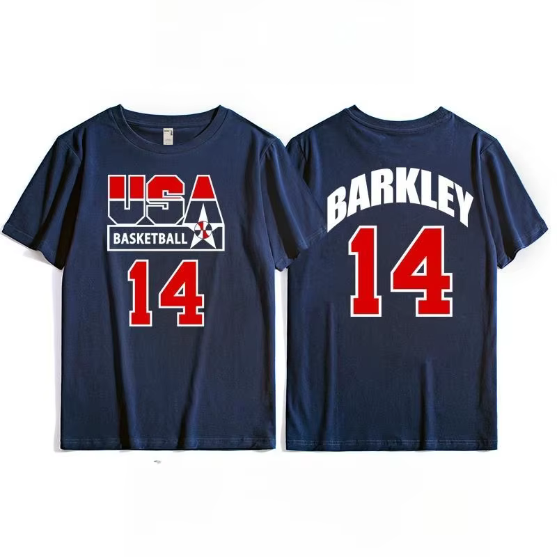 T-shirt d'entraînement de l'équipe de basket-ball américaine pour hommes, vêtements de sport rétro d